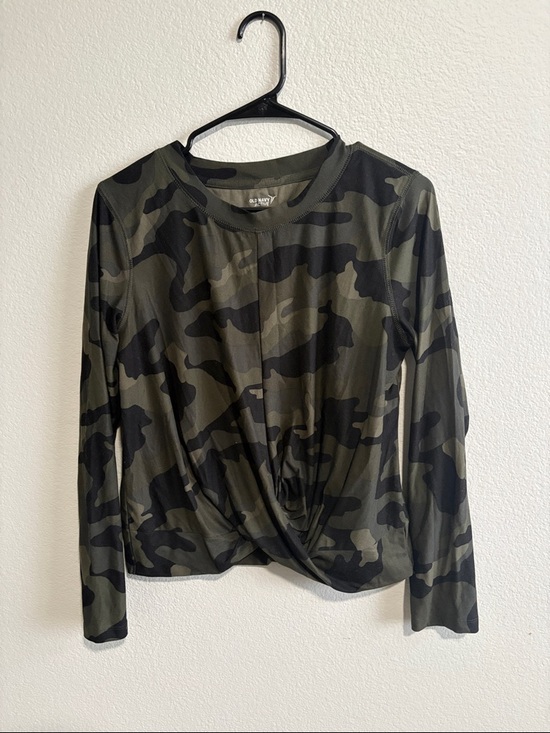 Old Navy Tops - Old Navy Olive Green and Black Camo Long-Sleeve Twist-Front Top